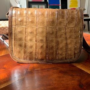 Vintage Authentic 1950’s Crocodile Italian  Shoulder Bag Adjustable Strap